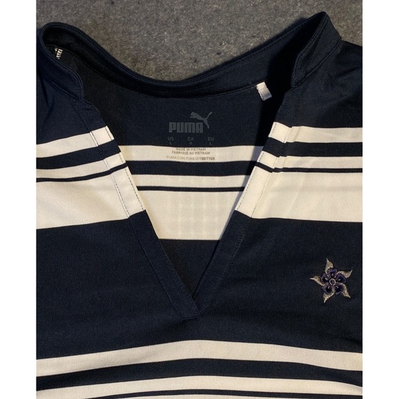 Puma Tops - PUMA large Cloudspun SLEEVELESS Valley Womens Shirt Blue White Striped Golf